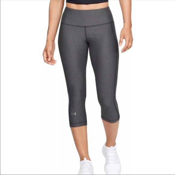 Under Armour Heat Gear Leggings Compression Cropped Capri Tights Small Grey - Picture 1 of 9